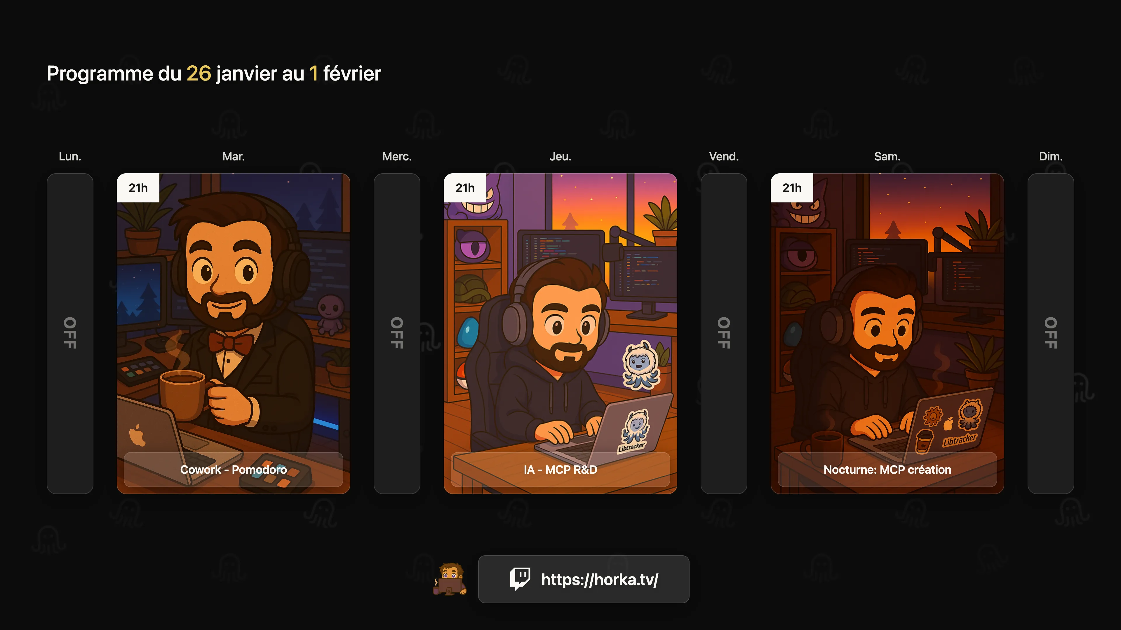 MyPlanning stream schedule - Minimal theme example