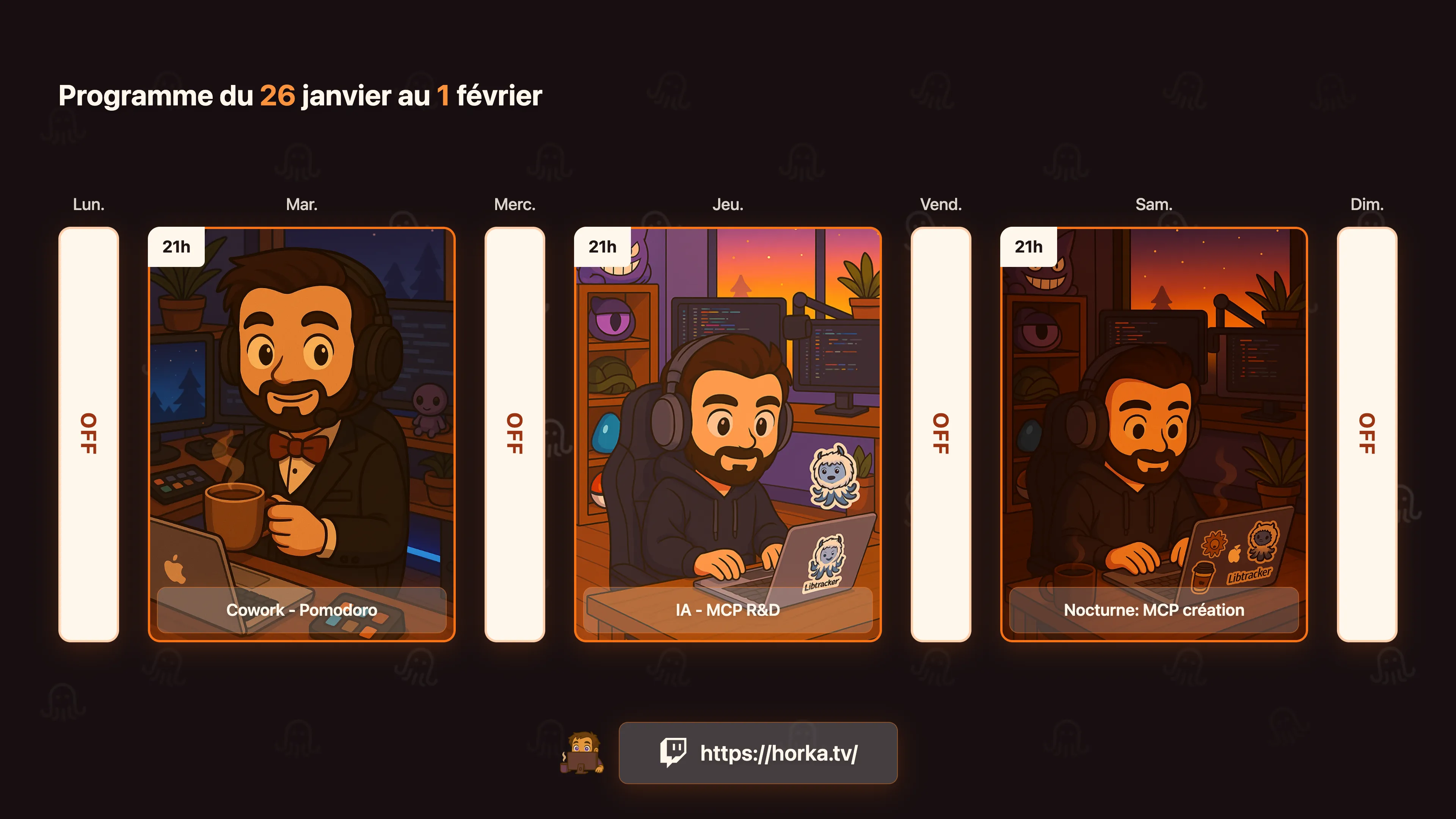 MyPlanning stream schedule - Sunset theme example